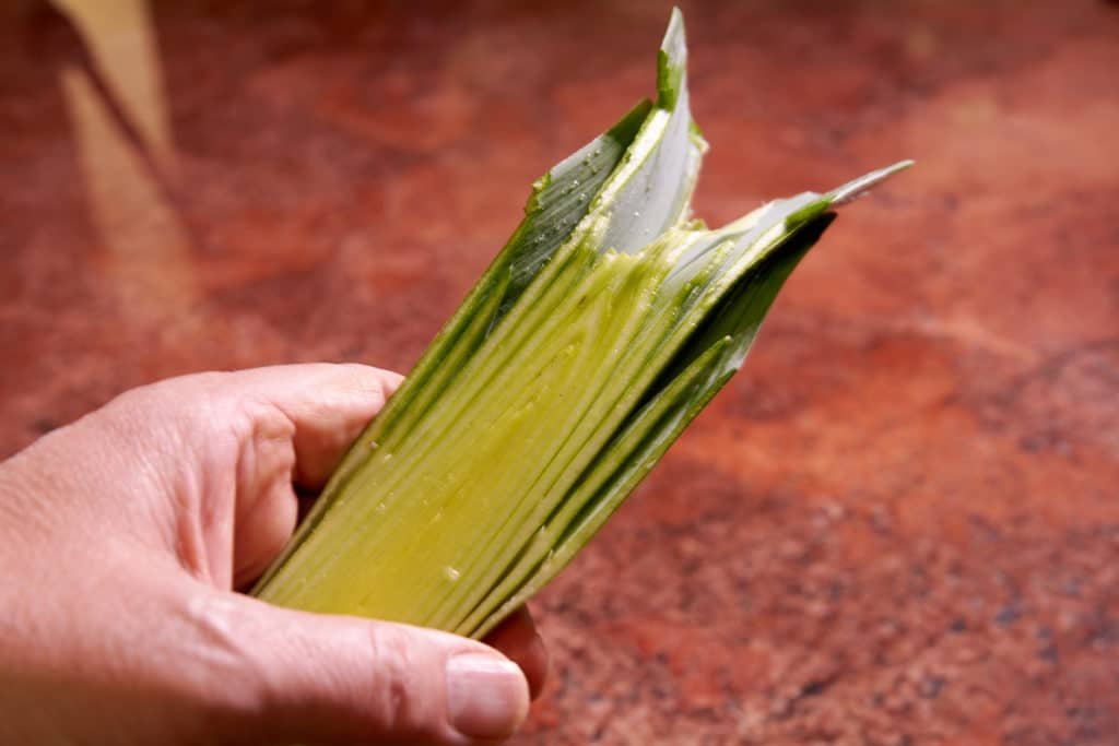 Showing another part of a cleaned leek 
