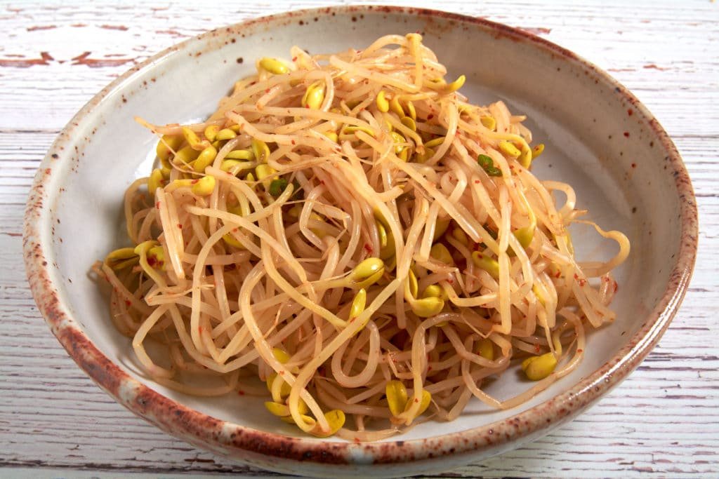 Cooked bean sprouts in a bowl