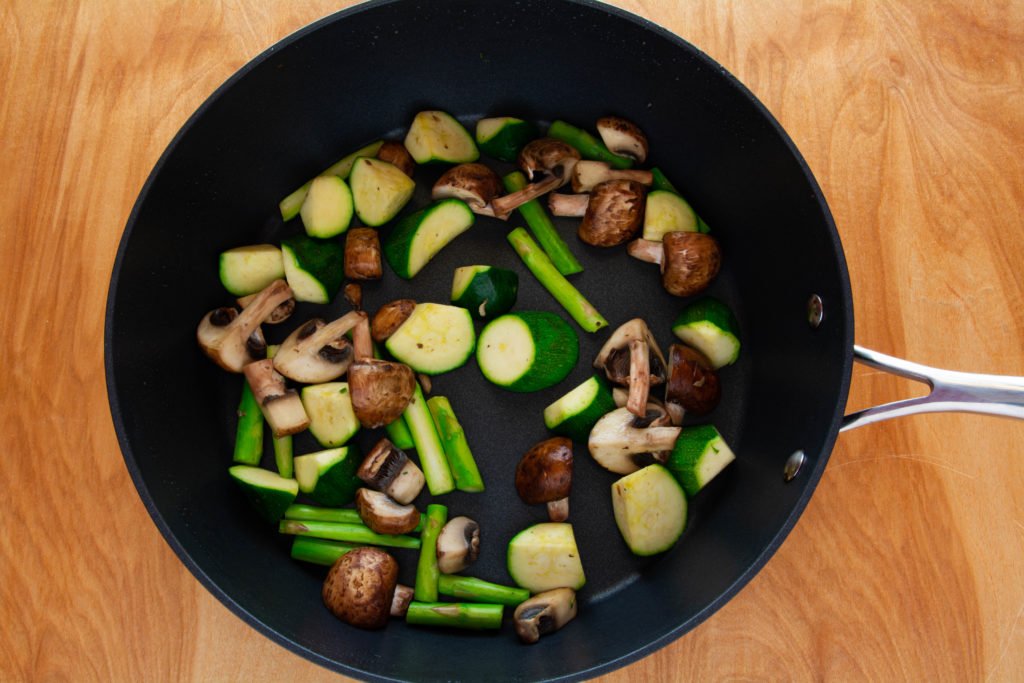 Cooked vegetables in a pan