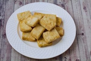 Fried tofu on a plate