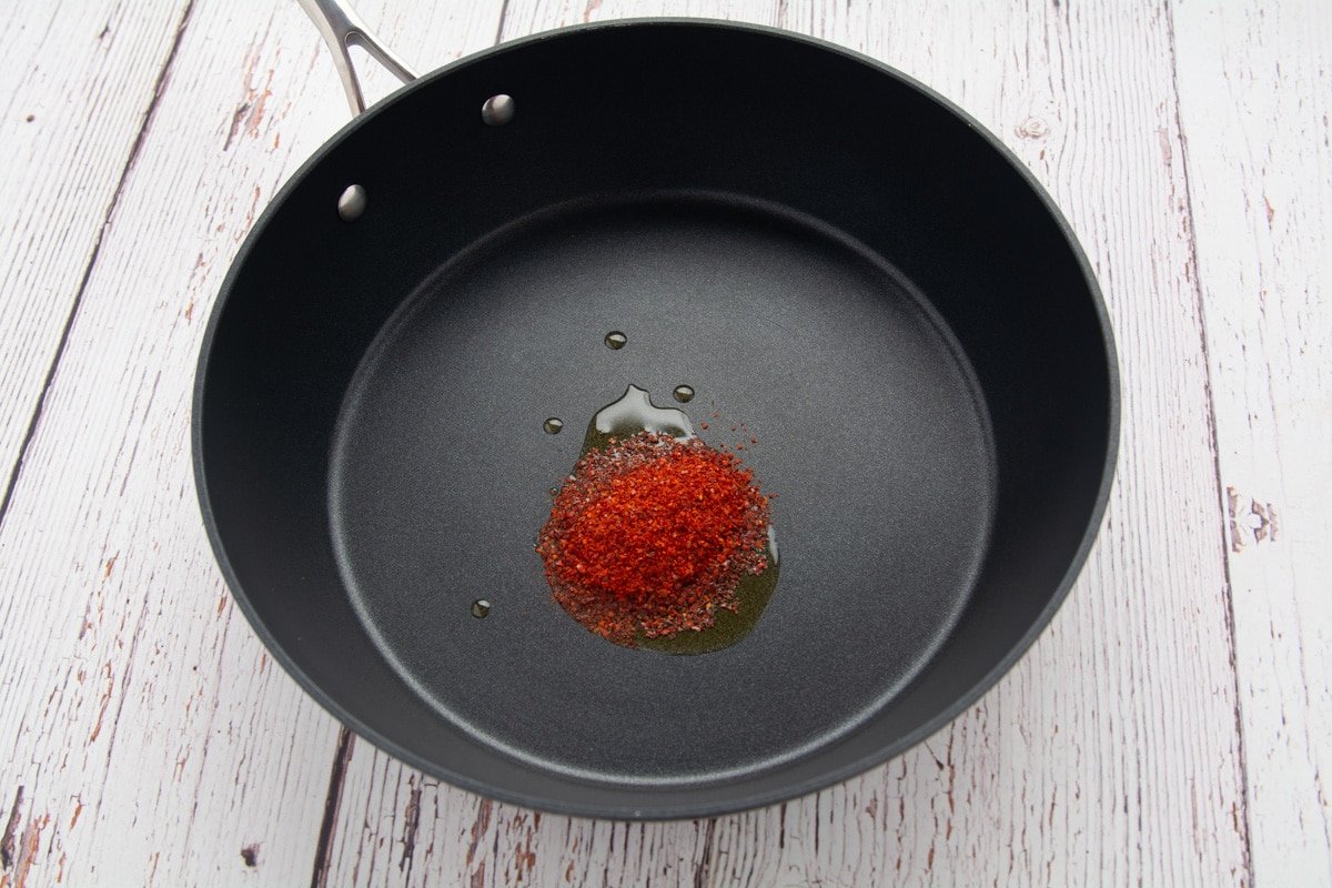 Korean red pepper flakes before toasting in sesame oil