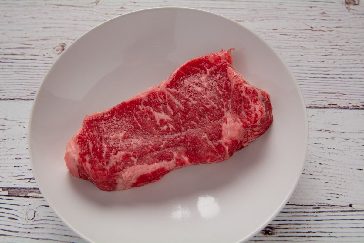 Strip steak on a plate