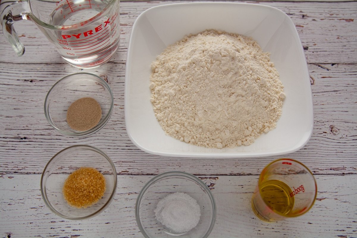 Dough ingredients on a table