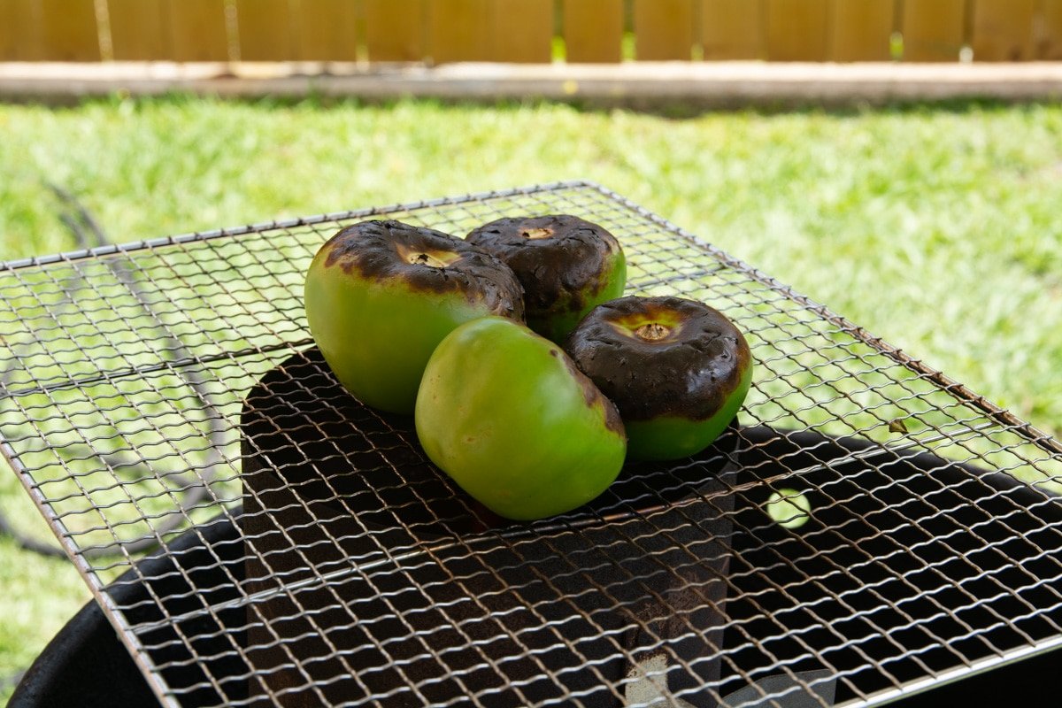 Tomatillos on a grill