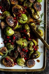 cooked sprouts on a serving dish