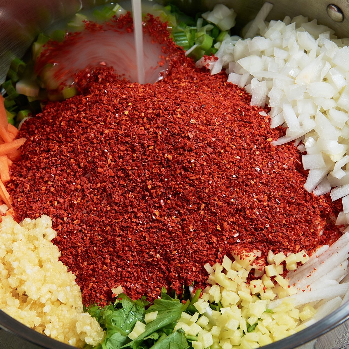 Kimchi ingredients in a bowl