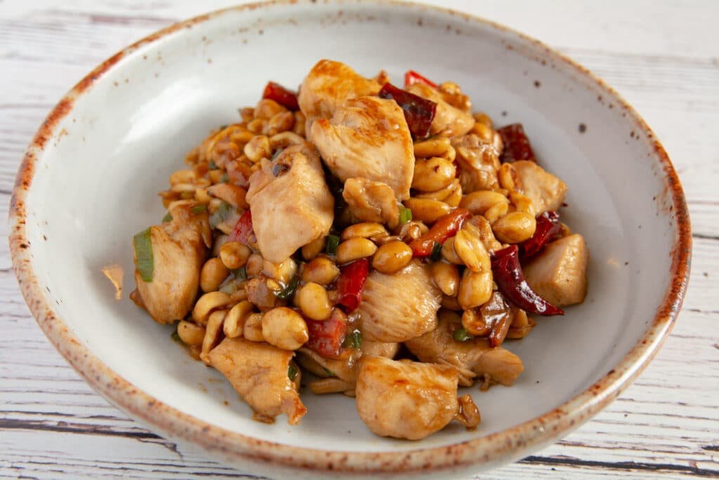 Kung pao chicken on a plate