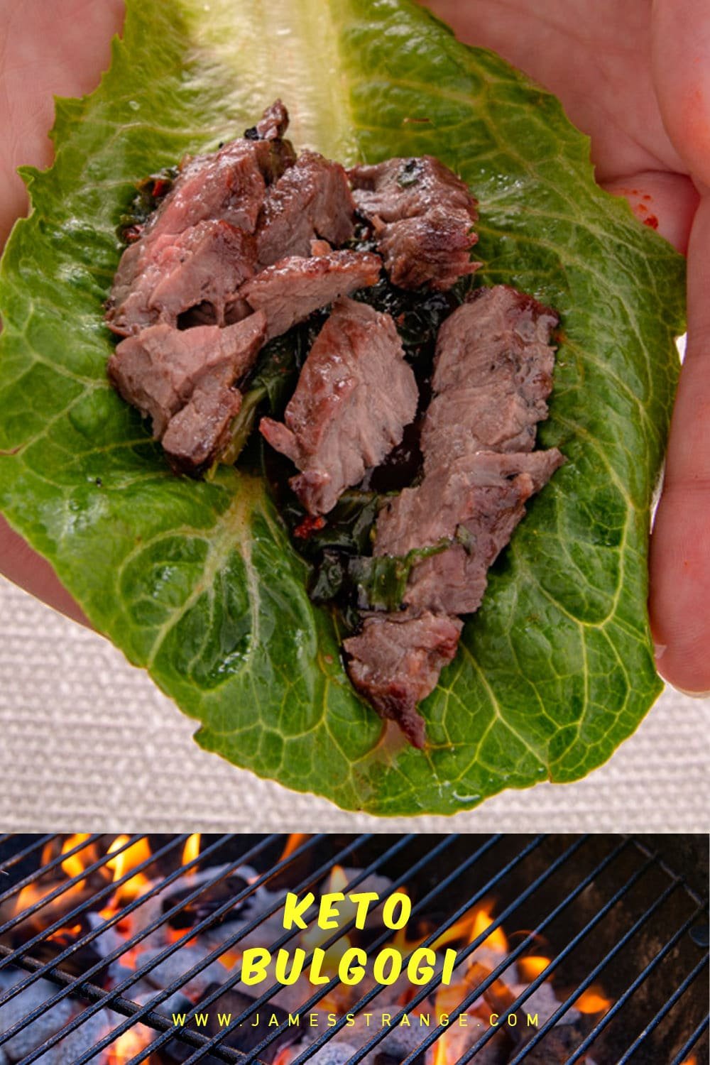 Grilled beef on a lettuce leaf