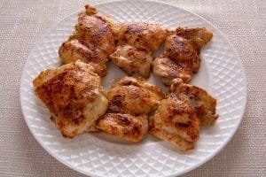 Seared chicken on a plate