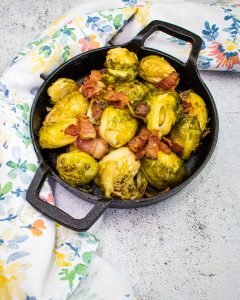 Smoked sprouts in a pan