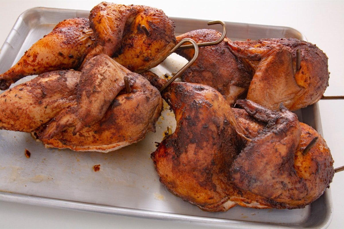 Cooked chicken on a tray